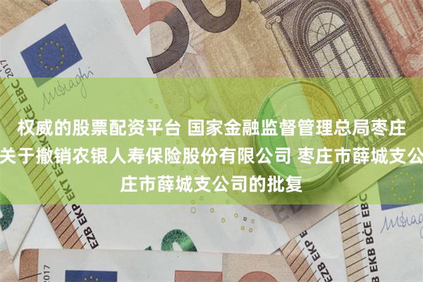 权威的股票配资平台 国家金融监督管理总局枣庄监管分局关于撤销农银人寿保险股份有限公司 枣庄市薛城支公司的批复