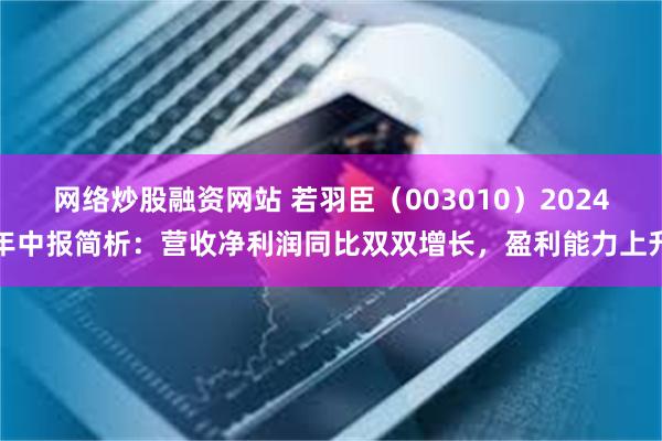 网络炒股融资网站 若羽臣（003010）2024年中报简析：营收净利润同比双双增长，盈利能力上升